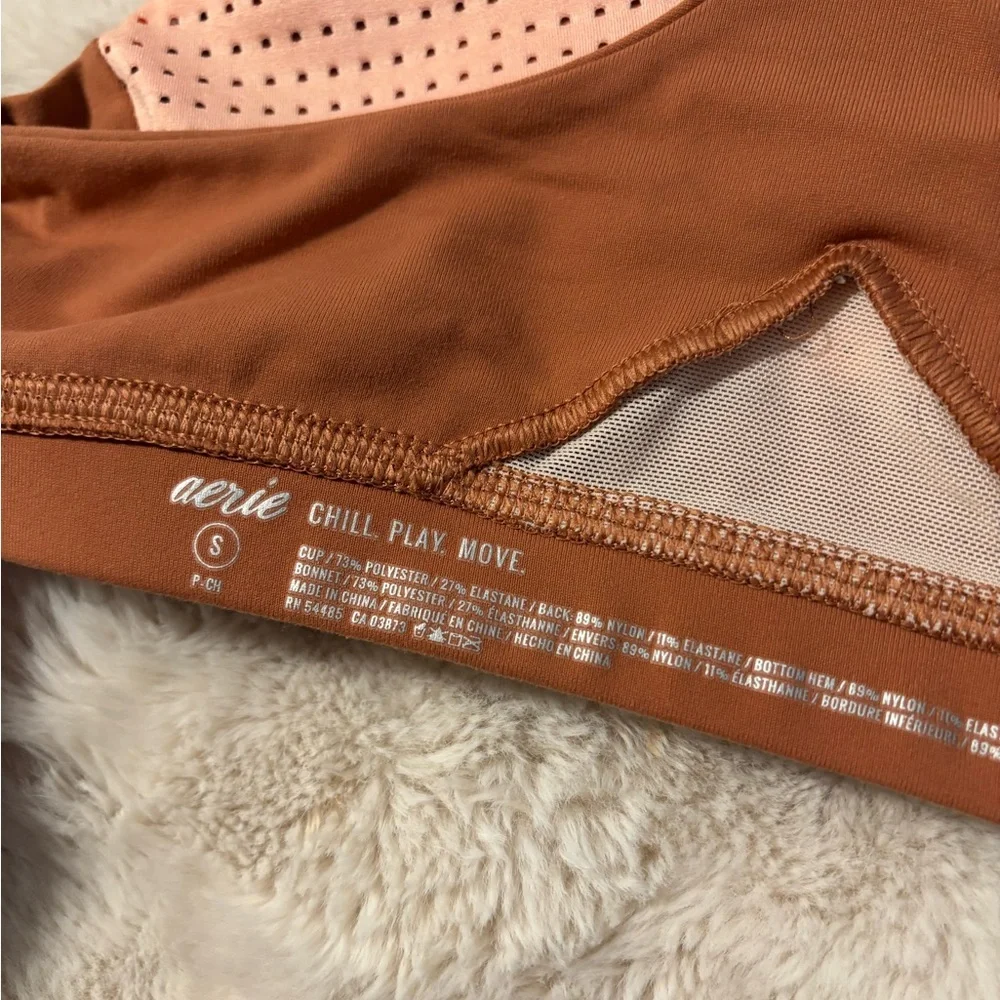 Aerie Pink and Brown Perforated Sports Bra - Picture 5 of 5